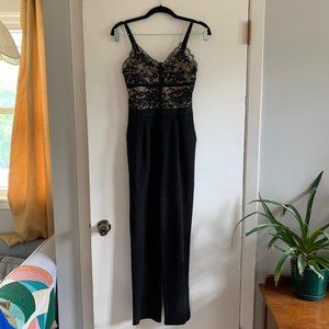 Express Sleeveless Black Jumpsuit with Lace Bodice